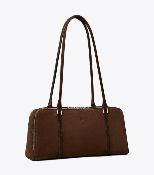 Tory Burch Best Price - Small Marshmallow Suede Satchel - Dark Cocoa