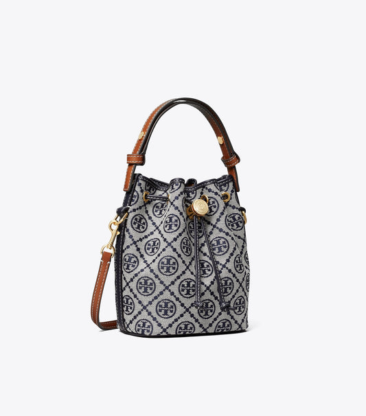 Tory Burch Exclusive - T Monogram Mini Bucket Bag - Tory Navy