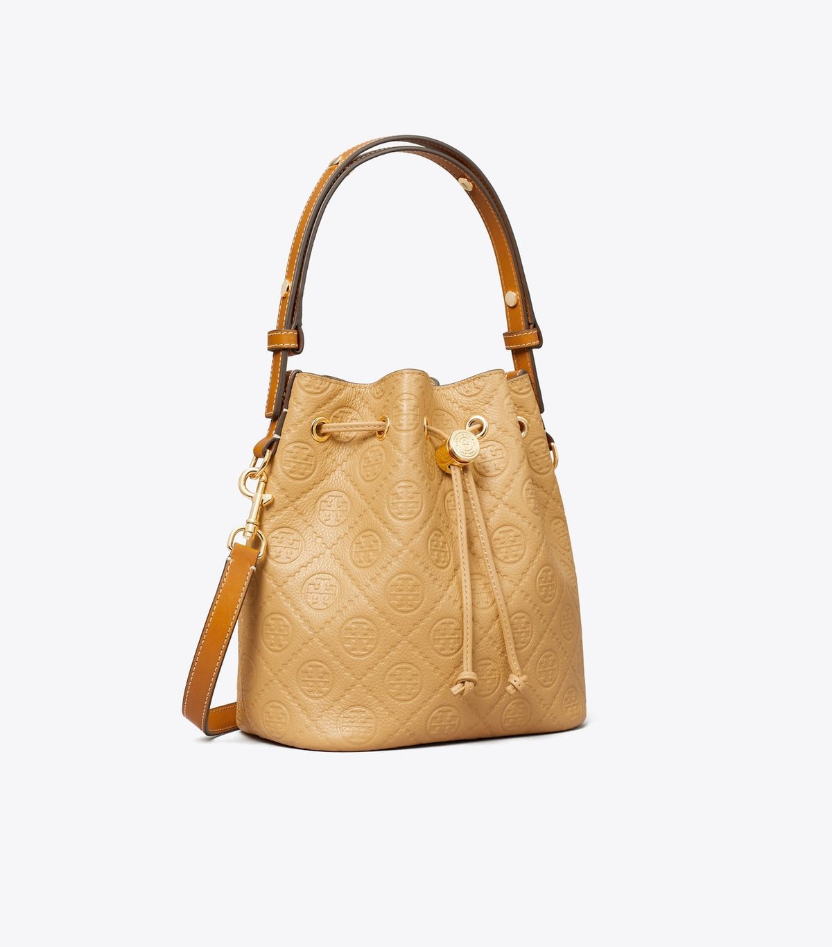 Tory Burch Recommended - T Monogram Pebble Bucket Bag - Biscotti