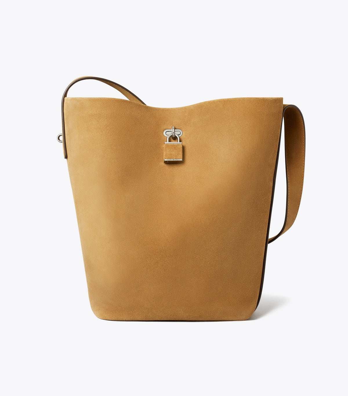 Tory Burch Sale - Lock Slim Suede Bucket Bag - Wild Tabacco