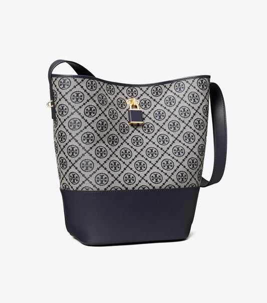 Tory Burch Quality - T Monogram Lock Slim Bucket Bag - Tory Navy