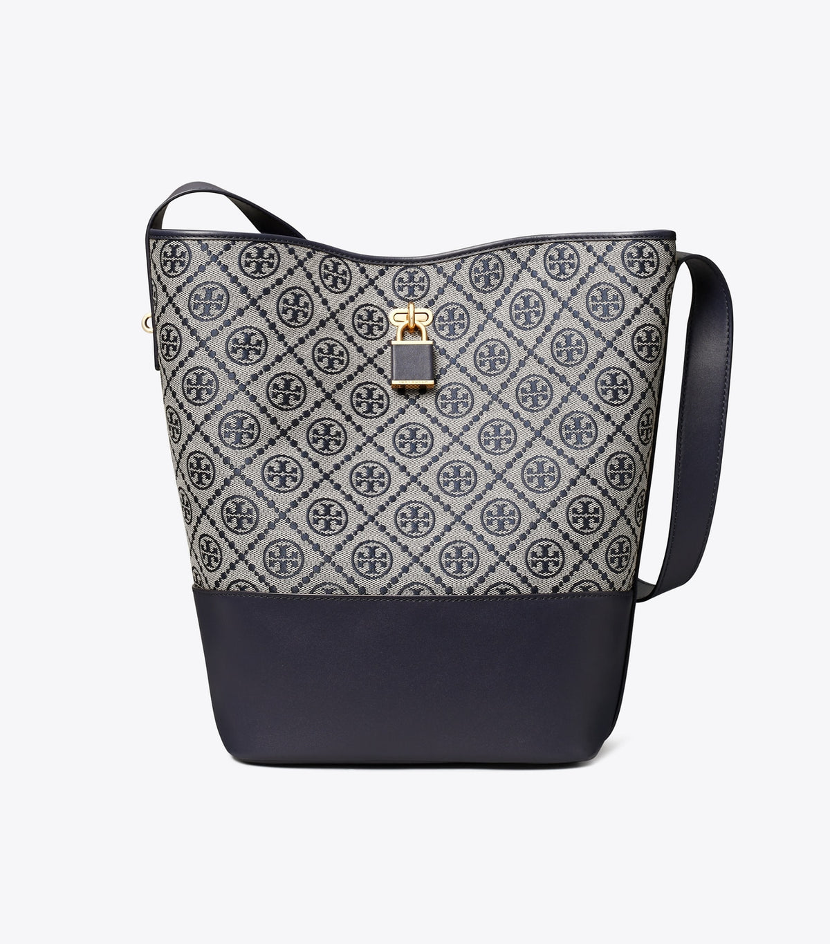 Tory Burch Quality - T Monogram Lock Slim Bucket Bag - Tory Navy