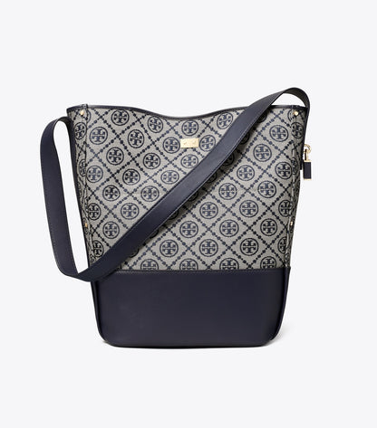 Tory Burch Quality - T Monogram Lock Slim Bucket Bag - Tory Navy