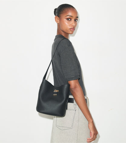 Tory Burch Classic - Medium Lock Slim Bucket Bag - Black
