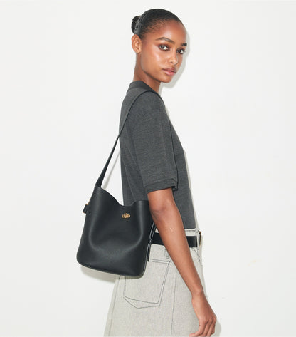 Tory Burch Classic - Medium Lock Slim Bucket Bag - Black