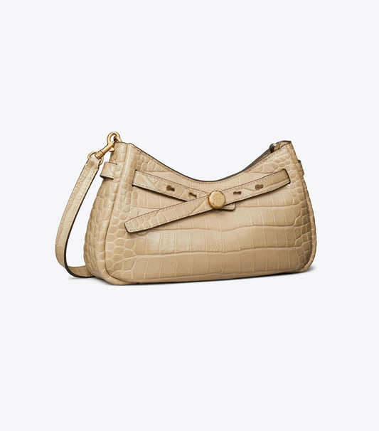 Tory Burch Best Price - Romy Croc-Embossed Zip Top Crossbody Bag - Light Hickory