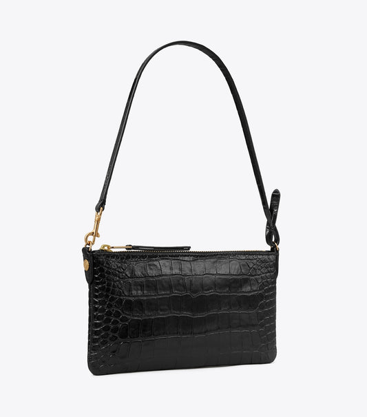 Tory Burch Hot Sale - Croc-Embossed Pochette - Black