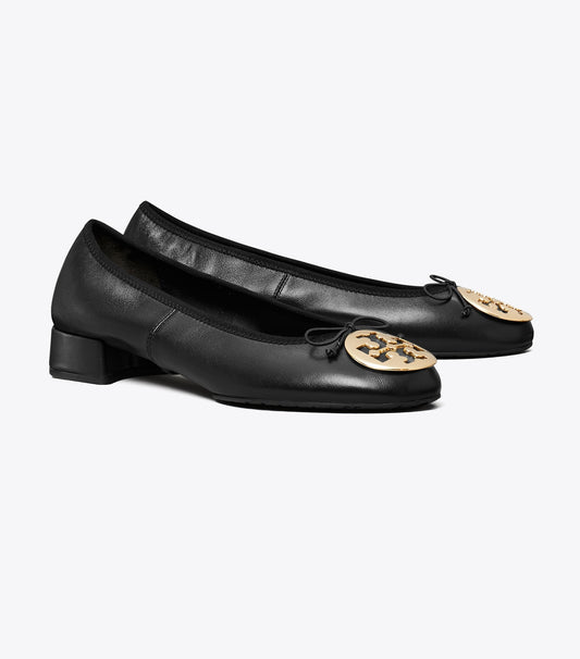 Tory Burch New - Reva Heeled Ballet - Perfect Black / Gold