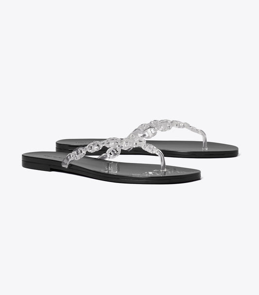 Tory Burch Great Value - Gemini Link Jelly Flip-Flop - Clear / Perfect Black