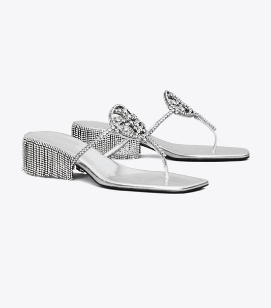 Tory Burch Value - Miller Crystal Kitten Heel - Silver / Silver