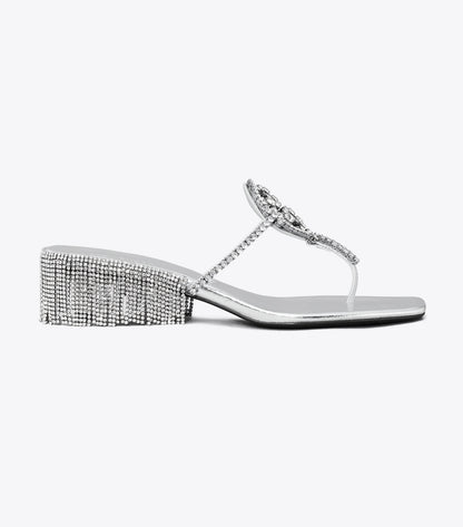 Tory Burch Value - Miller Crystal Kitten Heel - Silver / Silver