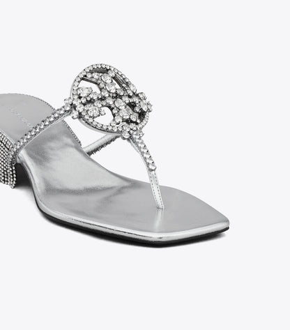 Tory Burch Value - Miller Crystal Kitten Heel - Silver / Silver