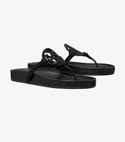 Tory Burch Special Offer - Miller Cloud Pavé Knotted Sandal - Perfect Black