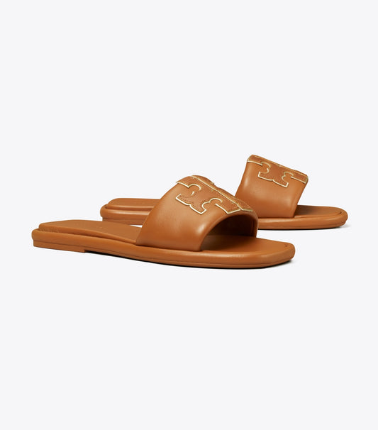 Tory Burch Featured - Double T Sport Slide - Bourbon Miele / Gold