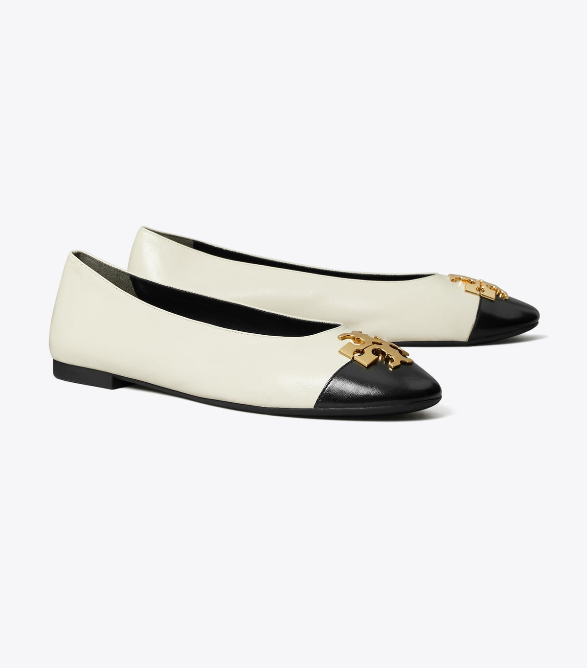 Tory Burch New - Charlie Ballet - Light Cream / Perfect Black / Gold