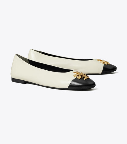 Tory Burch New - Charlie Ballet - Light Cream / Perfect Black / Gold