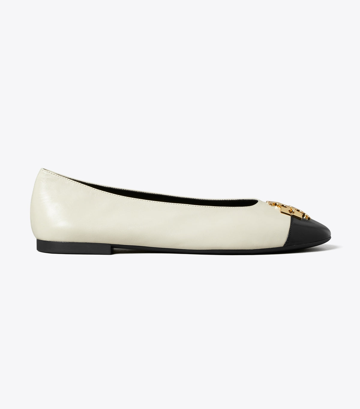 Tory Burch New - Charlie Ballet - Light Cream / Perfect Black / Gold