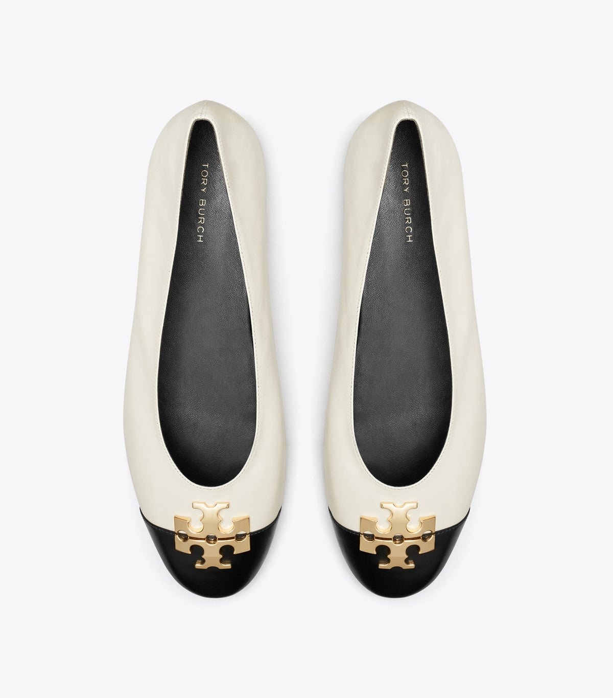 Tory Burch New - Charlie Ballet - Light Cream / Perfect Black / Gold