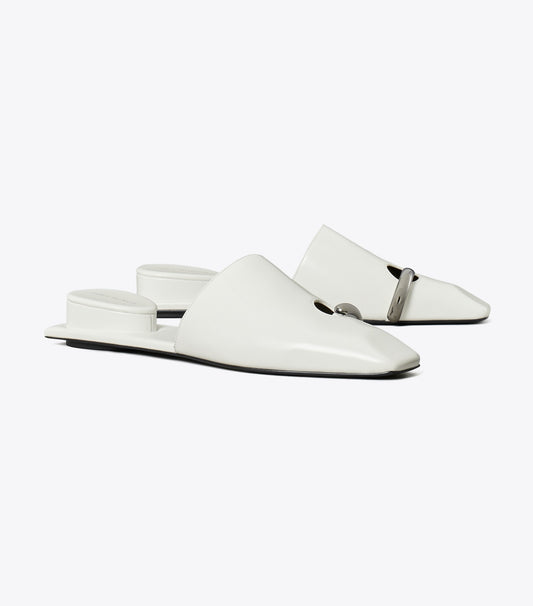 Tory Burch Popular - Pierced Mule - White / Silver