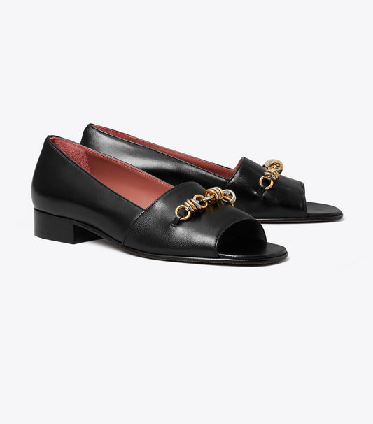 Tory Burch Hot Sale - Runway Chain Peep-Toe - Perfect Black