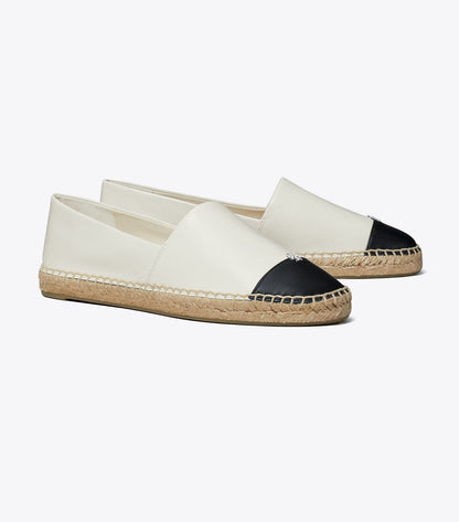 Tory Burch Classic - Cap-Toe Espadrille - Light Cream / Perfect Black