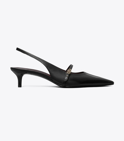 Tory Burch Premium - Double T Buckle Mary Jane Slingback - Perfect Black / Perfect Black