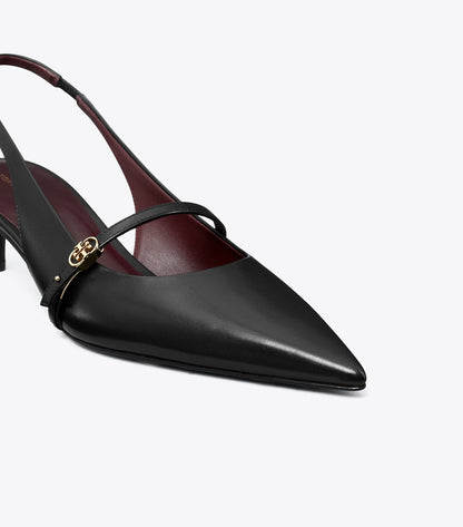 Tory Burch Premium - Double T Buckle Mary Jane Slingback - Perfect Black / Perfect Black