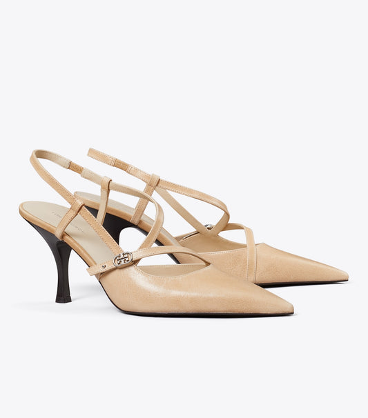 Tory Burch Best Price - Double T Buckle Pump - Sand