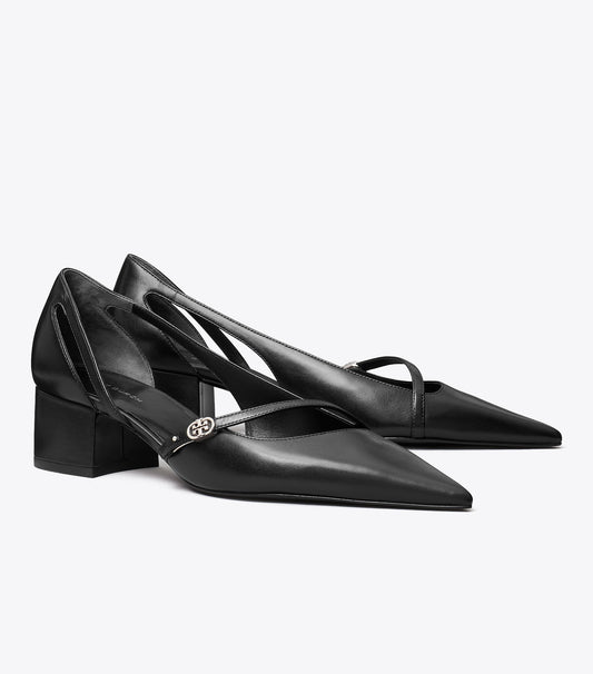Tory Burch Classic - Double T Buckle D'Orsay Pump - Perfect Black
