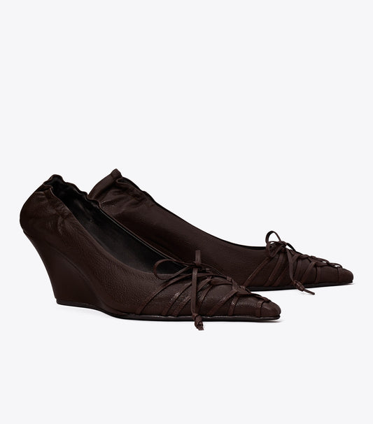Tory Burch Deals - Lace-Up Wedge - Seal Brown