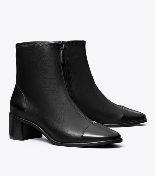Tory Burch Featured - Cap-Toe Low-Heel Ankle Boot - Perfect Black / Perfect Black