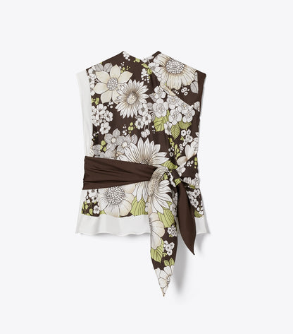 Tory Burch Smart Buy - Printed Silk Top - Brown Floral