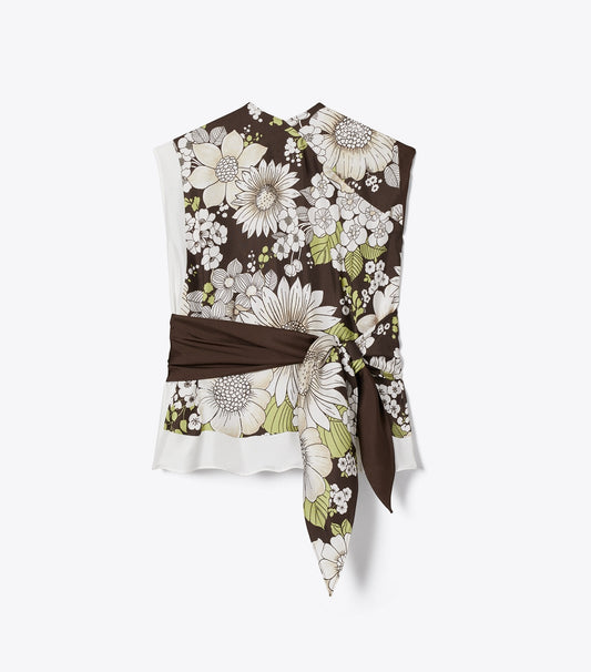 Tory Burch Smart Buy - Printed Silk Top - Brown Floral
