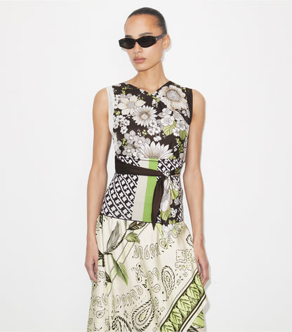Tory Burch Smart Buy - Printed Silk Top - Brown Floral