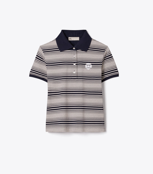 Tory Burch Top Pick - Little Grumps Cotton Polo - Medium Navy Stripe