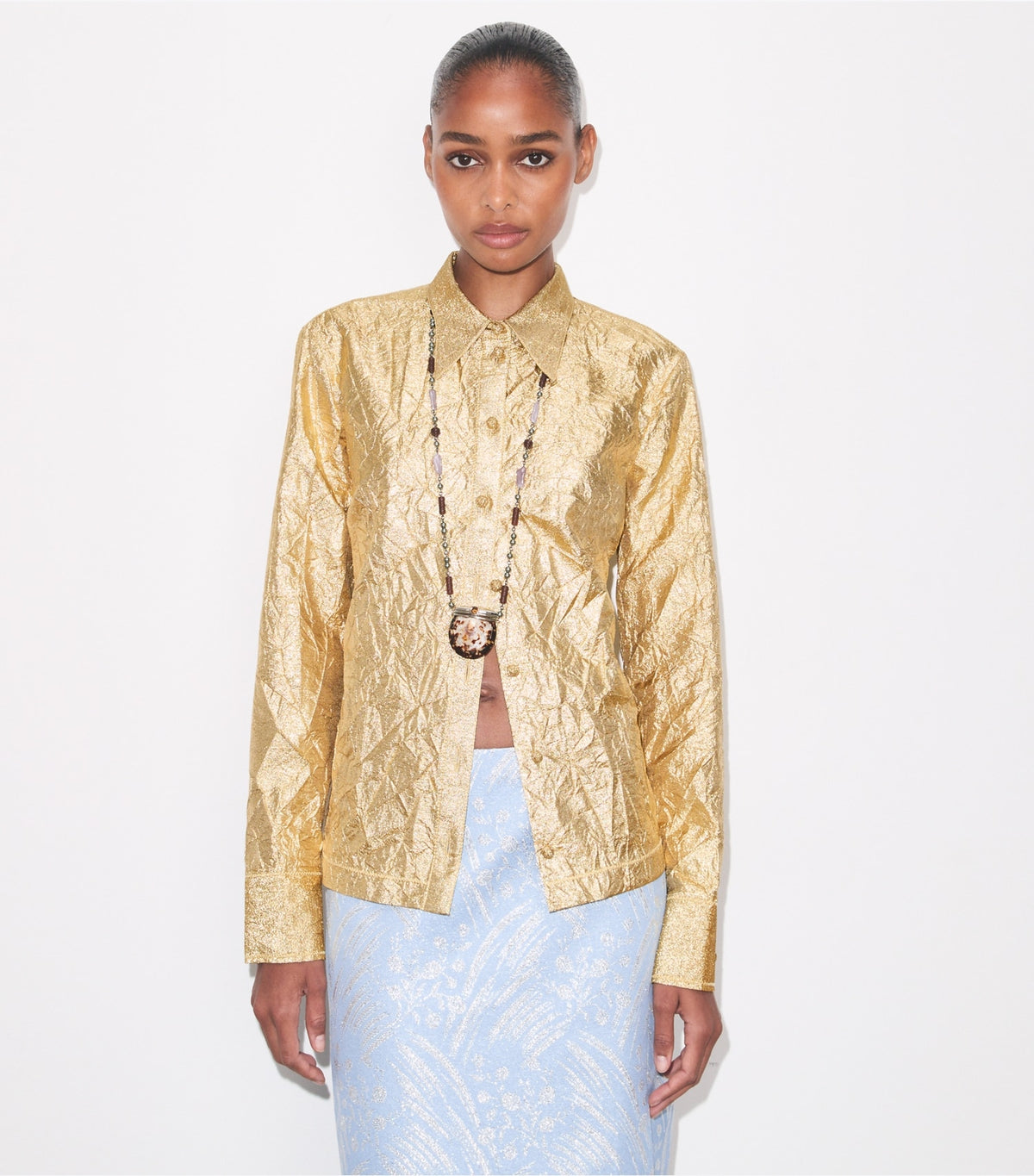 Tory Burch Deals - Crushed Silk Shirt - White / Gold