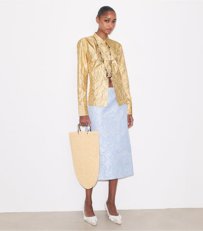 Tory Burch Deals - Crushed Silk Shirt - White / Gold