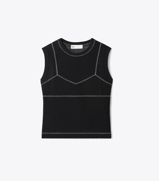 Tory Burch Sale - Cotton And Nylon Mesh Top - Black