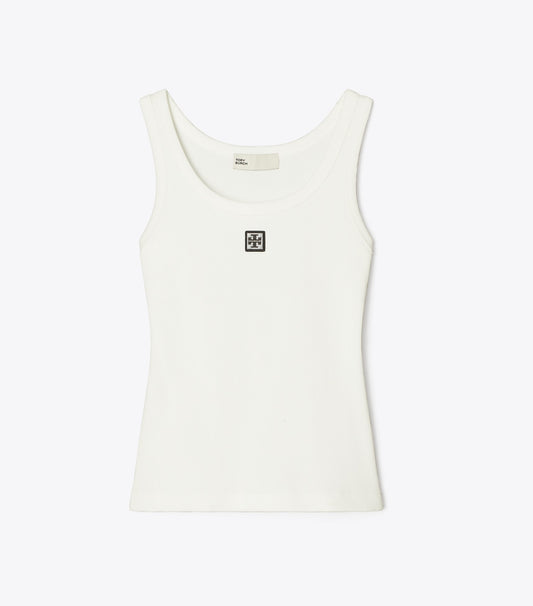 Tory Burch Featured - Cotton Scoop Tank - Snow White