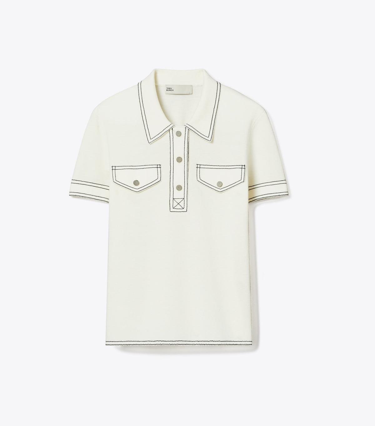Tory Burch Value - Topstitch Wool Polo - New Ivory