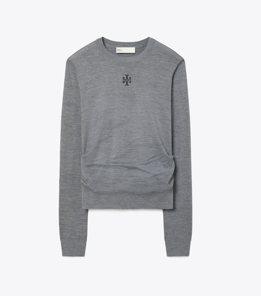 Tory Burch Latest - T Logo Wool Sweater - Frosted Gray Melange