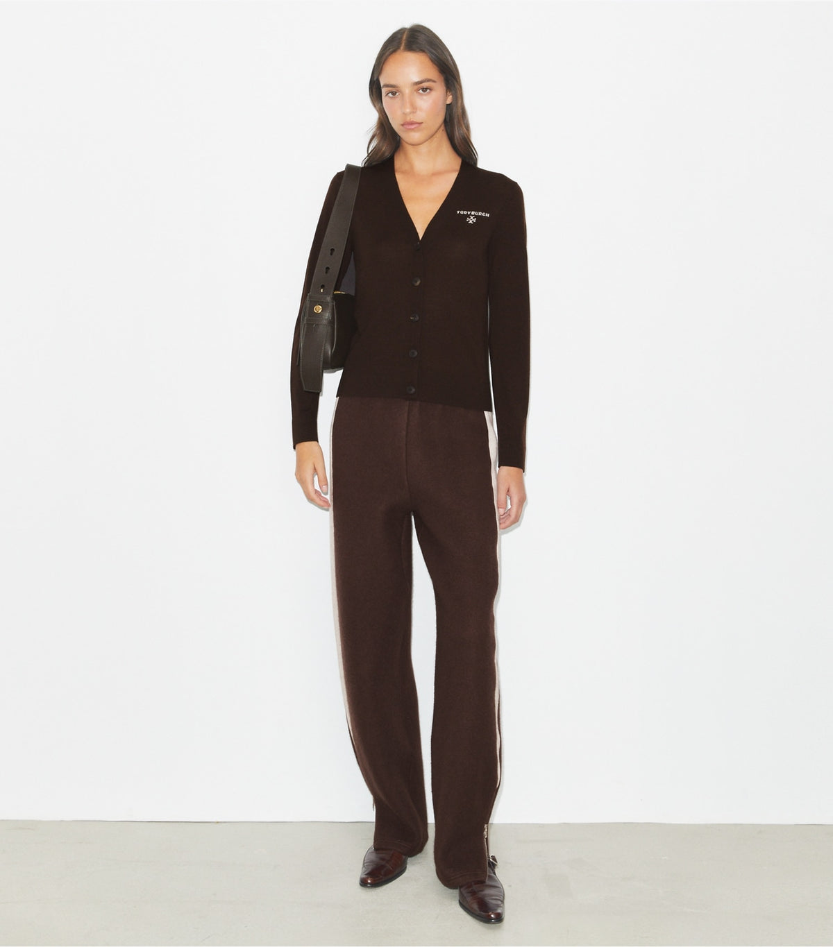 Tory Burch Quality - Simone Wool Cardigan - Winter Rich Brown