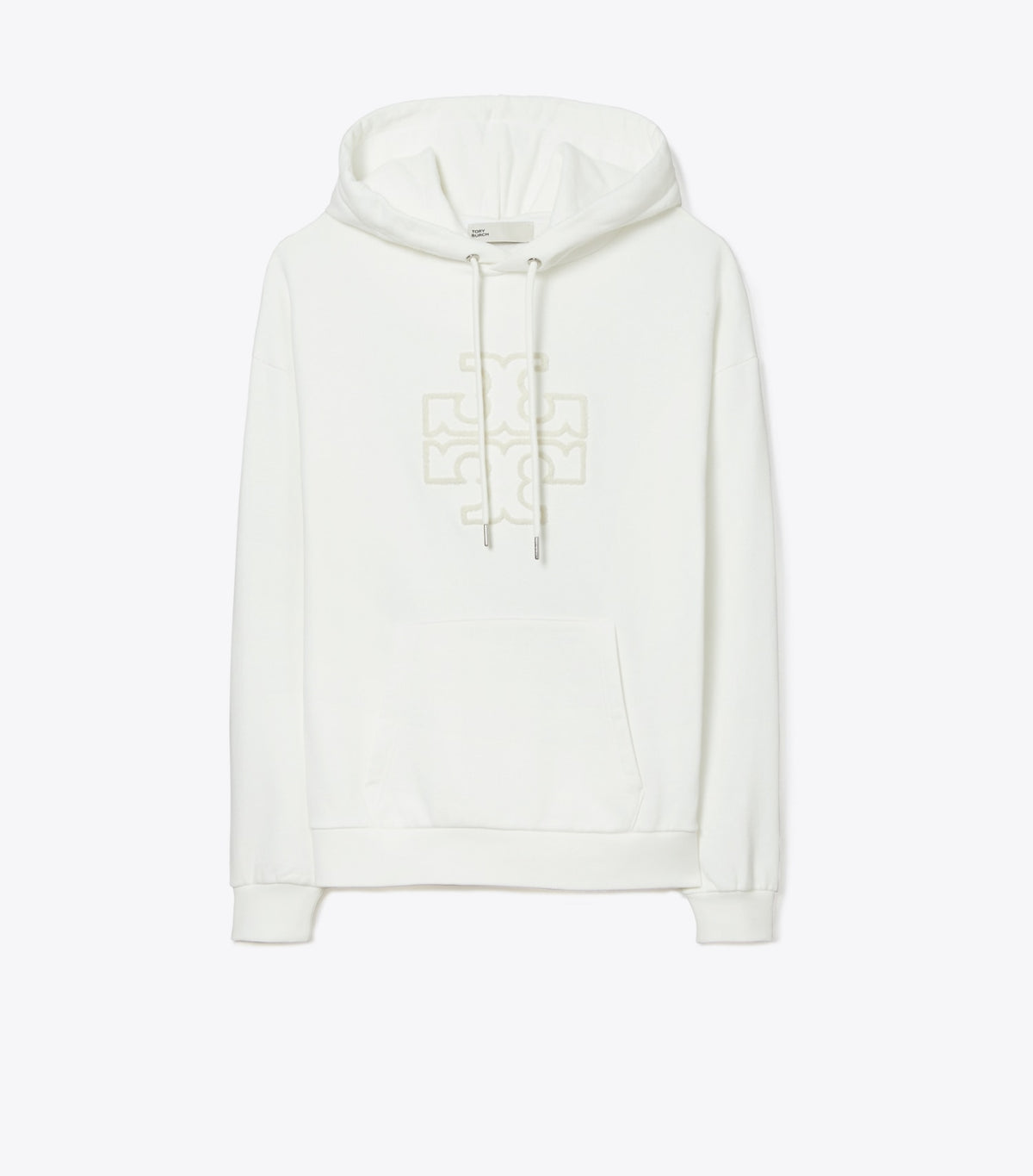 Tory Burch New - Heavy French Terry Logo Hoodie - Snow White