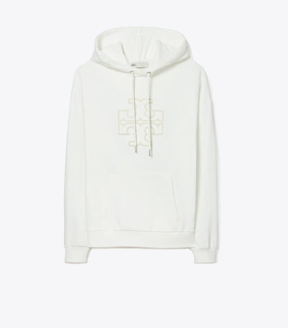 Tory Burch New - Heavy French Terry Logo Hoodie - Snow White