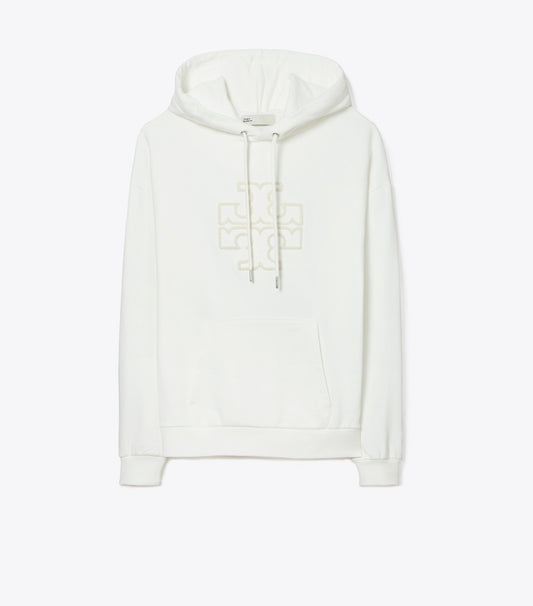 Tory Burch New - Heavy French Terry Logo Hoodie - Snow White