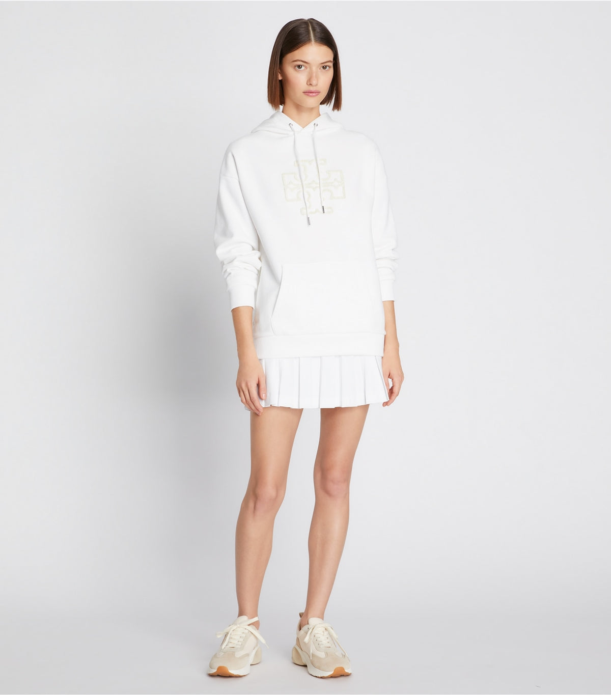 Tory Burch New - Heavy French Terry Logo Hoodie - Snow White