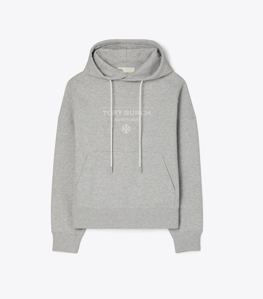 Tory Burch Essential - French Terry Hoodie - Medium Heather Gray