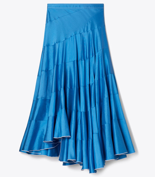 Tory Burch Trending - Flared Silk Skirt - Bay Blue