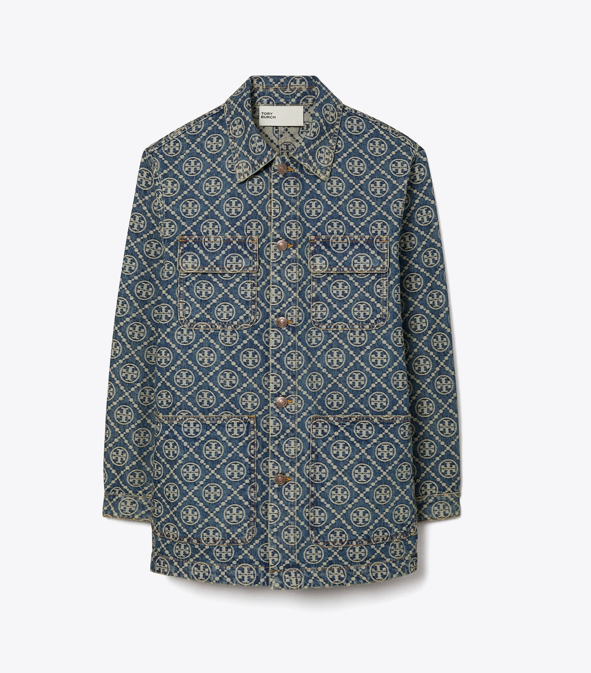 Tory Burch New - Denim Cargo Barn Jacket - T-Monogram Vintage Wash