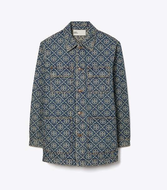 Tory Burch New - Denim Cargo Barn Jacket - T-Monogram Vintage Wash